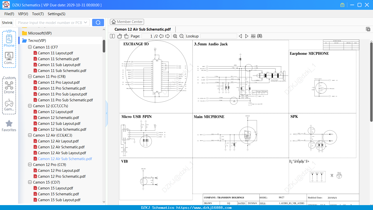 Tecno Camon 12 Air Sub Schematic